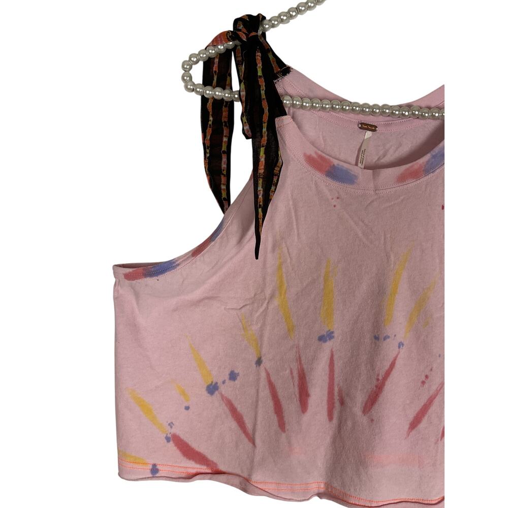 Free People NWT Women's KOA Pink Tie Dye Cropped Tank Size Large - Picture 6 of 9